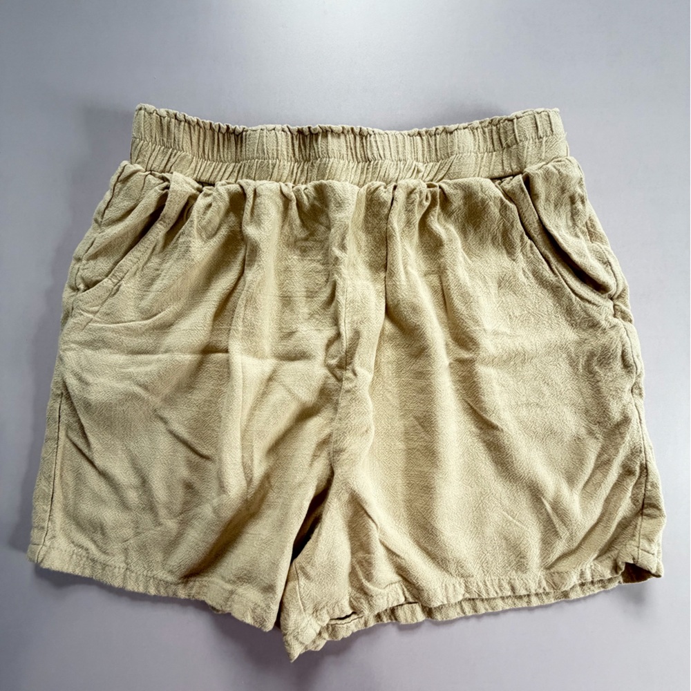Sadie & Sage High-Waist Tan Drawstring-Look Shorts